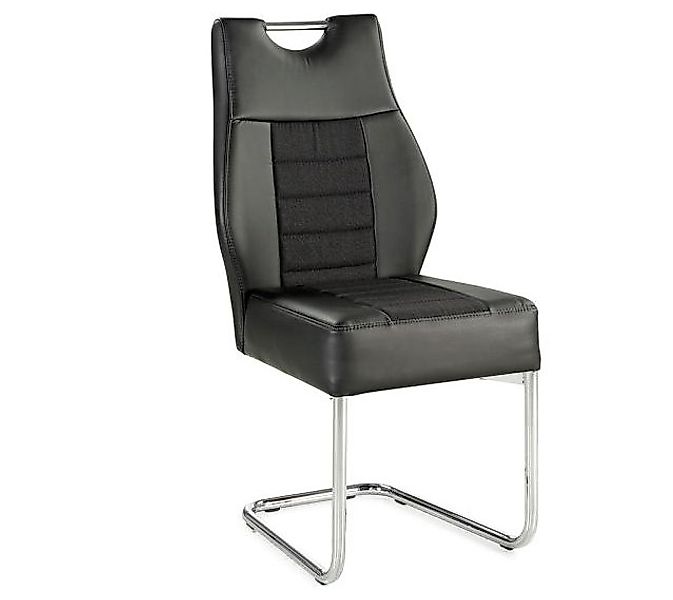 Schwingstuhl 4er Set mit Taschenfederkern Rundrohr chrom Schwarz günstig online kaufen