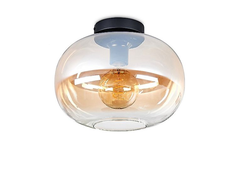 hofstein Deckenleuchte Deckenlampe aus Metall/Glas in Schwarz/Bernsteinfarb günstig online kaufen