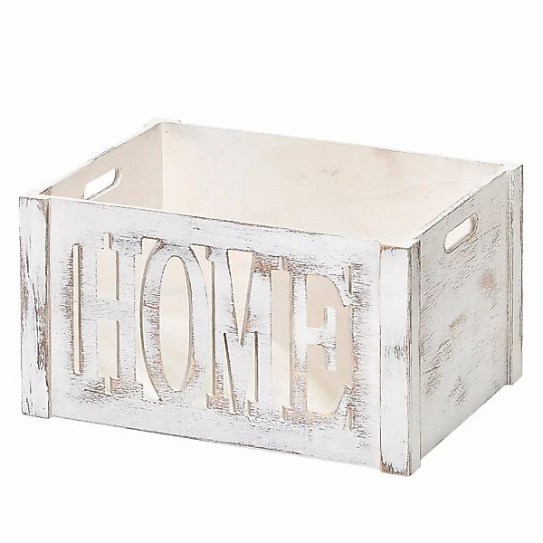 home24 Zeller Aufbewahrungsbox Home Poloniaholz Weiß 40x22x30 cm (BxHxT) günstig online kaufen