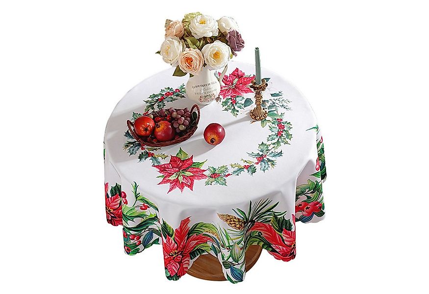 Refttenw Tischdecke 120cm/150cm Runde Weihnachtstischdecke für Weihnacht Pa günstig online kaufen