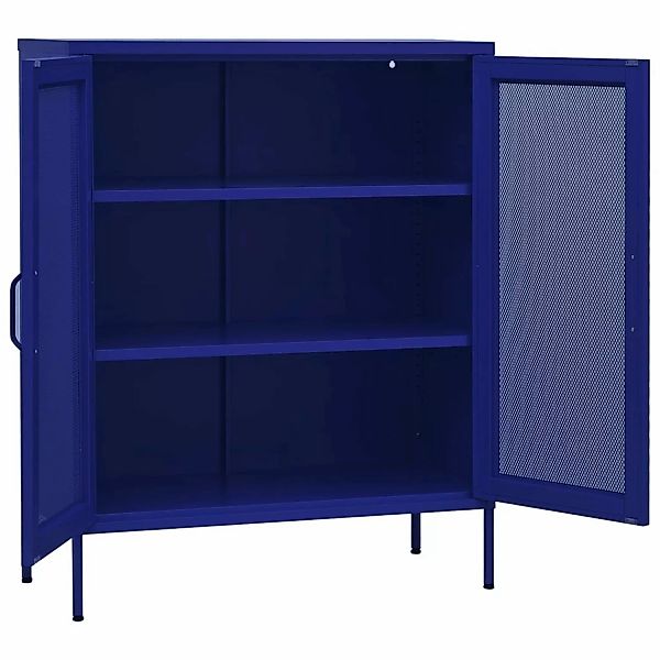 vidaXL Vitrine Lagerschrank Marineblau 80x35x101,5 cm Stahl günstig online kaufen