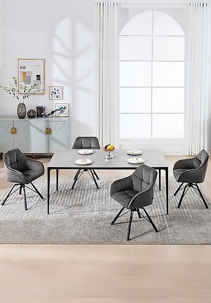 Woltu Polsterstuhl (6 St), drehbar Esszimmerstuhl mit Armlehnen Rückenlehne günstig online kaufen