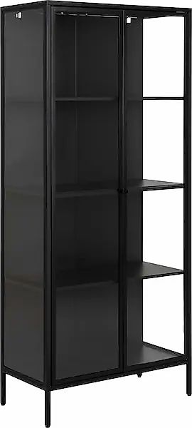 ACTONA GROUP Vitrine »New York«, schwarzes Metall, mit Glastüren und 4 Fäch günstig online kaufen