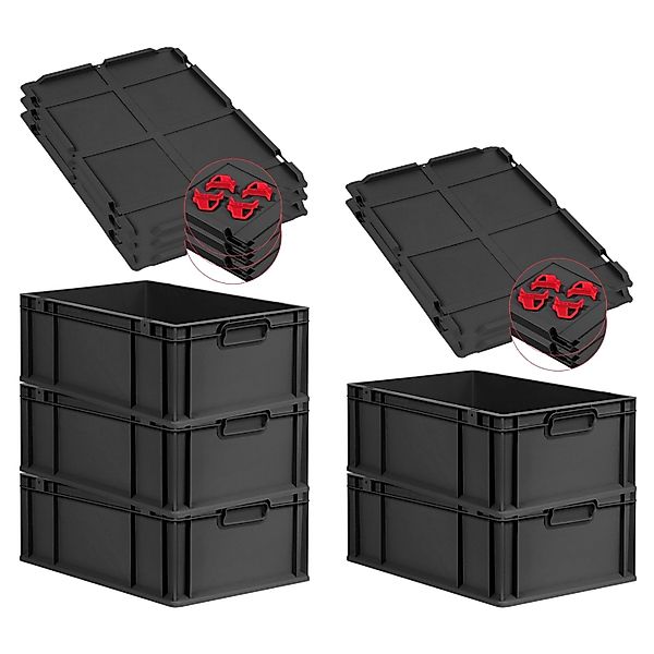 PROREGAL SparSet 5x Eurobox Nextgen Grip Mit Auflagedeckel Und Roten Versch günstig online kaufen