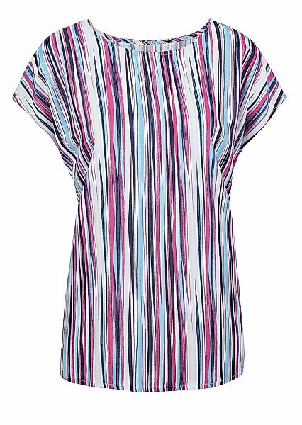 GOLDNER Druckbluse "Kurzgröße Streifenbluse mit Halbarm, überschnittene Sch günstig online kaufen
