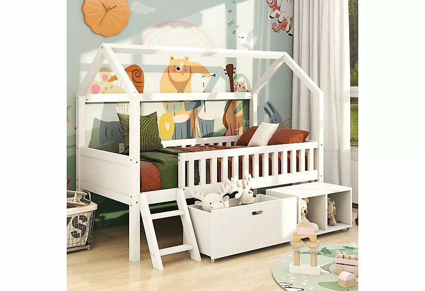 SOFTWEARY Kinderbett Hausbett mit Lattenrost (90x200 cm), Einzelbett inkl. günstig online kaufen