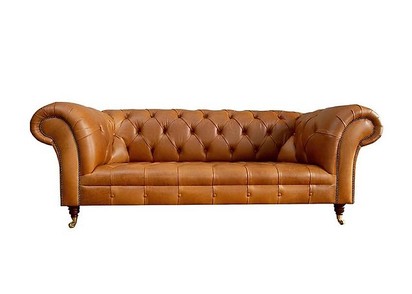 Xlmoebel Sofa Neu Chesterfield 3-Sitzer Ledersofa in Braun - Dreisitzer Cou günstig online kaufen