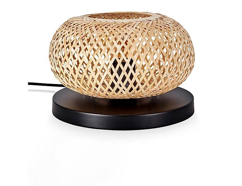 hofstein Tischleuchte Tischlampe aus Metall/Bambus in Schwarz/Natur, ohne L günstig online kaufen