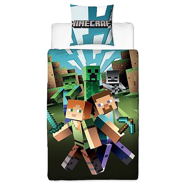 BERONAGE Kinderbettwäsche Minecraft City Bettwäsche Linon günstig online kaufen