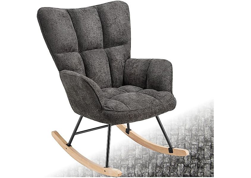 tectake Schaukelstuhl Relaxsessel Torve, gepolstert, Holzkufen, 120 kg Bela günstig online kaufen