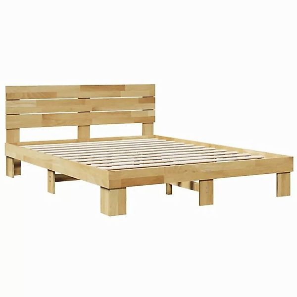 vidaXL Bett Massivholzbett mit Kopfteil ohne Matratze 160x200 cm Eichenholz günstig online kaufen