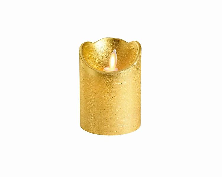 Lumineo LED-Kerzen LED Flackerkerze Indoor gold 7,5 x 10 cm (gold) günstig online kaufen