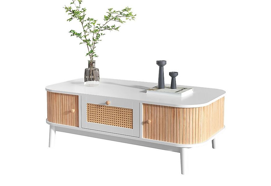 Merax Couchtisch mit 1 Schubalde und 2 Bogenschiebetüren, Besitelltisch mit günstig online kaufen