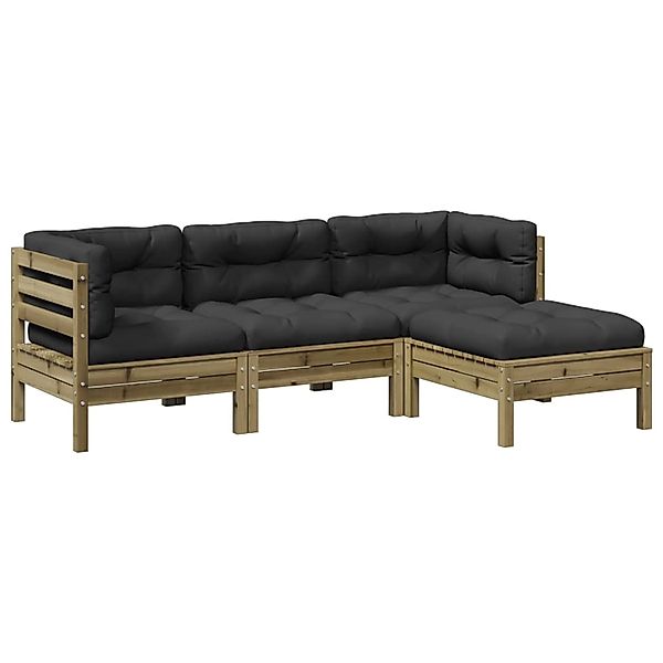 vidaXL 4-Tlg Garten-Sofagarnitur mit Kissen Kiefernholz Imprägniert 3299383 günstig online kaufen