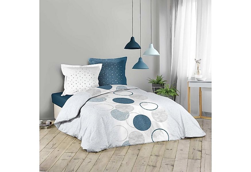 dynamic24 Bettwäsche, Jersey, 3 teilig, 240x220cm, 63x63cm Baumwolle blau günstig online kaufen
