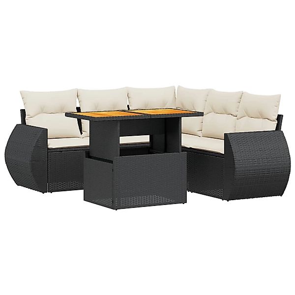 vidaXL 6-Tlg Garten-Sofagarnitur mit Kissen Schwarz Poly Rattan 3272190 günstig online kaufen