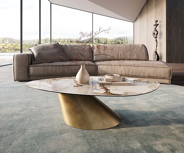 Couchtisch Edge Organisch 140x76 cm Keramik Minas Melange Conis Metallic Go günstig online kaufen