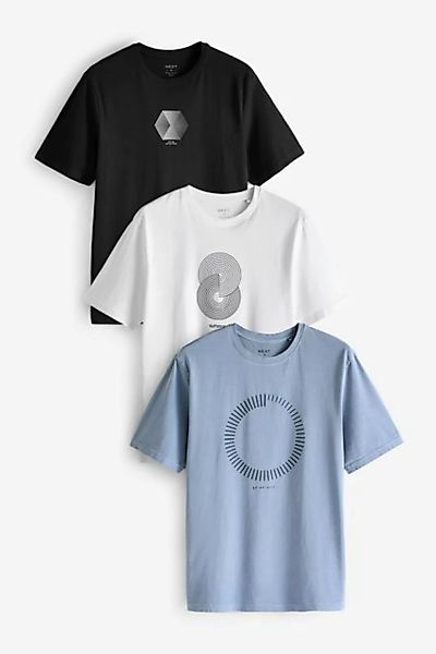 Next Print-Shirt Elegante T-Shirts mit Grafik-Print im 3er-Pack (1-tlg) günstig online kaufen
