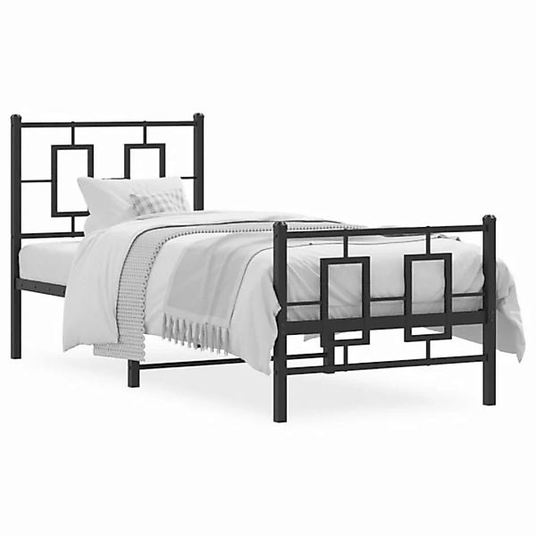 vidaXL Bett Bettgestell mit Kopf- und Fußteil Metall Schwarz 75x190 cm günstig online kaufen
