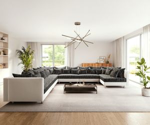 DELIFE Wohnlandschaft Clovis, XXL Weiss Schwarz günstig online kaufen