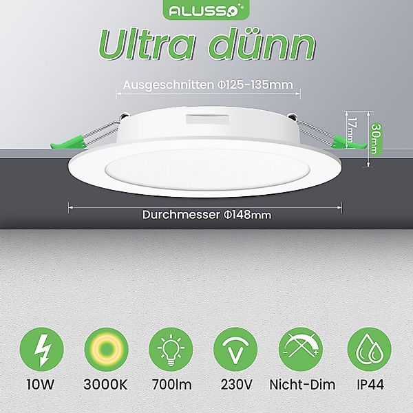 ALUSSO LED Einbaustrahler 6er-Set, IP44 Ultraflacher günstig online kaufen