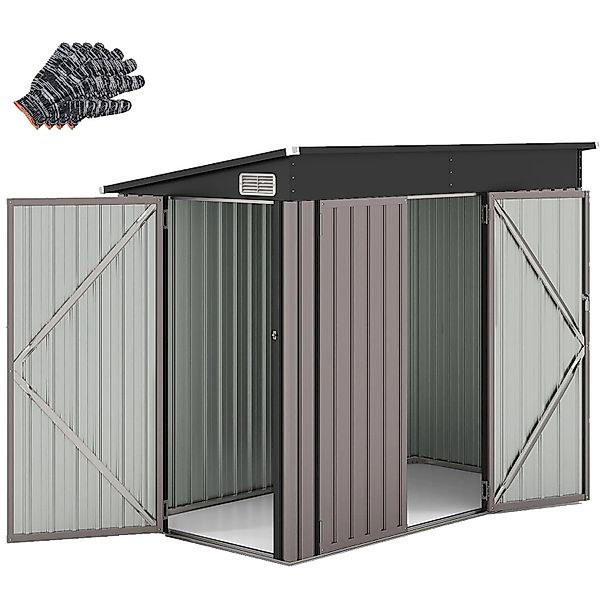 Costway Gartenhaus Metall 235 x 117 x 185 cm Hellbraun günstig online kaufen