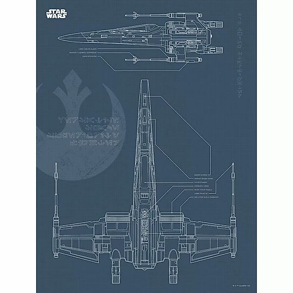 Komar Poster Star Wars Blueprint X-Wing Star Wars B/L: ca. 30x40 cm günstig online kaufen