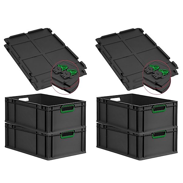PROREGAL SuperSparSet 4x Eurobox Nextgen Color Mit Scharnierdeckel HxBxT 22 günstig online kaufen