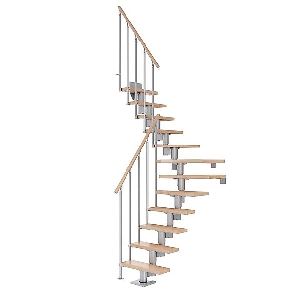 Dolle Mittelholmtreppe Dublin Buche Perlgrau GH bis 270 cm 1/4gew. 65 cm FS günstig online kaufen