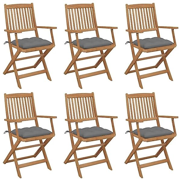 vidaXL Klappbare Gartenstühle 6 Stk mit Kissen Massivholz Akazie 3074956 günstig online kaufen