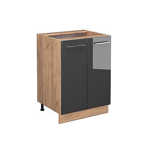 Vicco Küchenunterschrank Fame-Line Anthrazit Hochglanz/Goldkraft Eiche 60 c günstig online kaufen