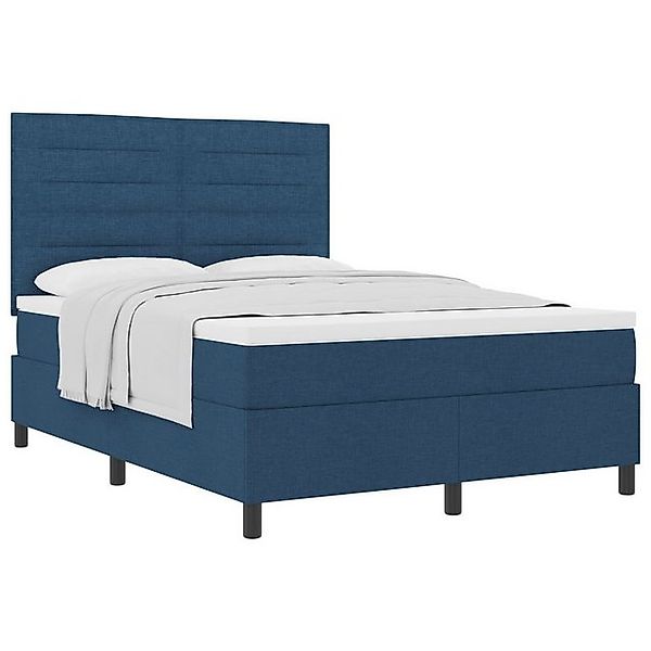 vidaXL Bett Boxspringbett mit Matratze Blau 140x200 cm Stoff (1-tlg) günstig online kaufen