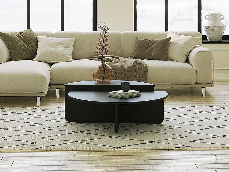 Couchtisch 2-teilig - Schwarz - ALOEVA günstig online kaufen