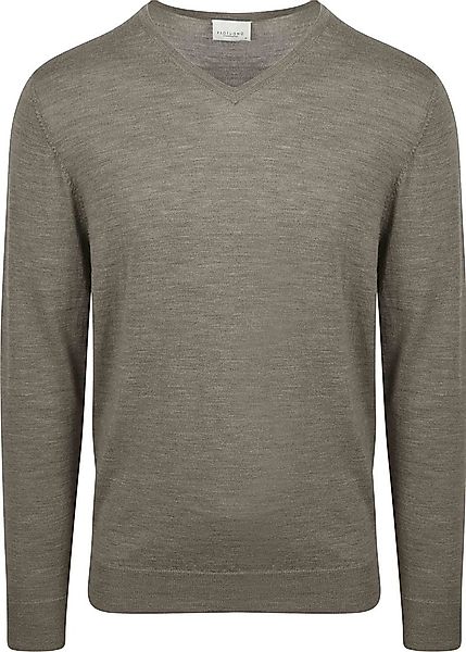 Profuomo Pullover V-Neck Merinowolle Grün - Größe L günstig online kaufen