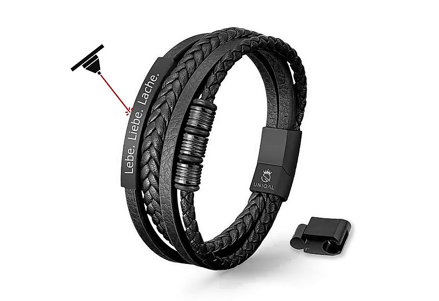 UNIQAL.de Armband mit Gravur UNIQAL SIGNATURE (Echtleder, Edelstahl-Magnetv günstig online kaufen