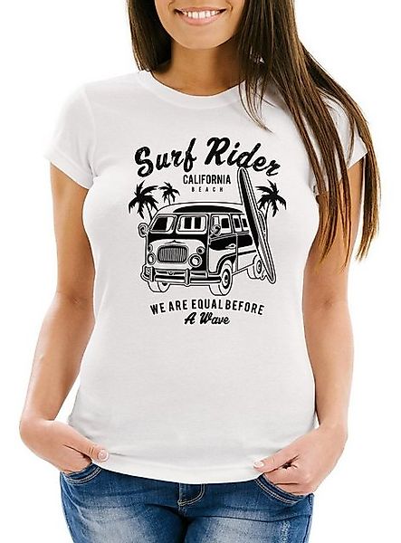 Neverless Print-Shirt Damen T-Shirt Bus Surfing Retro Slim Fit mit Print günstig online kaufen