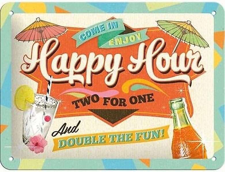 Nostalgic-Art Metallschild Blechschild 15x20 cm - Happy Hour günstig online kaufen