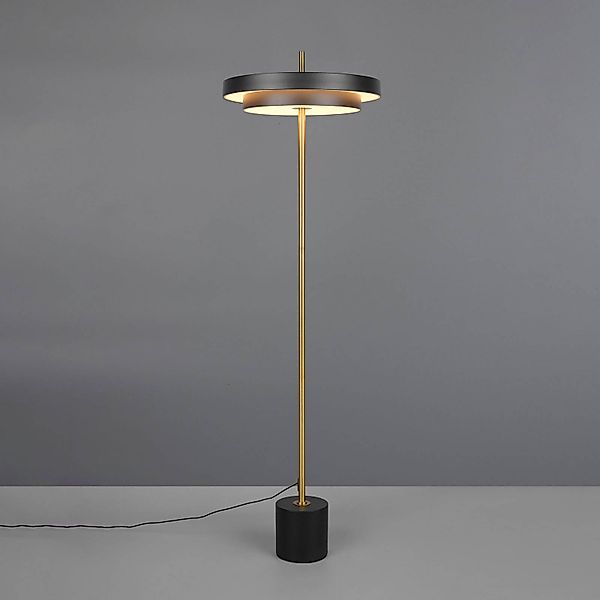 LED-Stehlampe Keaton, schwarz/goldfarben, Höhe 138 cm, CCT günstig online kaufen