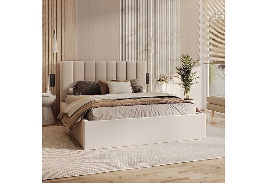 FDM Polsterbett OSKAR modern mit Bettkasten MADE IN EU - mit Trinity Velour günstig online kaufen