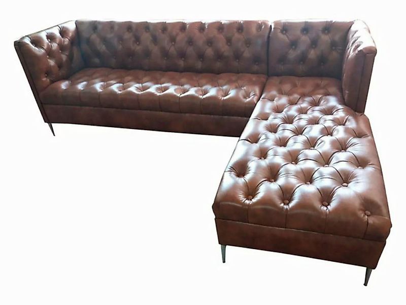 JVmoebel Ecksofa Braunes Chesterfield Ecksofa L-Form Ledercouch Eckgarnitur günstig online kaufen