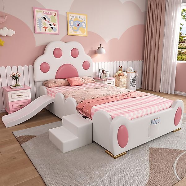 Flieks Polsterbett, Kinderbett 90x200cm mit Katzenpfotenform-Kopfteil, günstig online kaufen