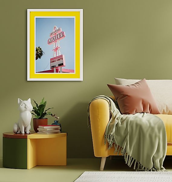 queence Bild mit Rahmen »Motel, Amerika« Schriftzug   Schriftzüge 1 Stk. tl günstig online kaufen