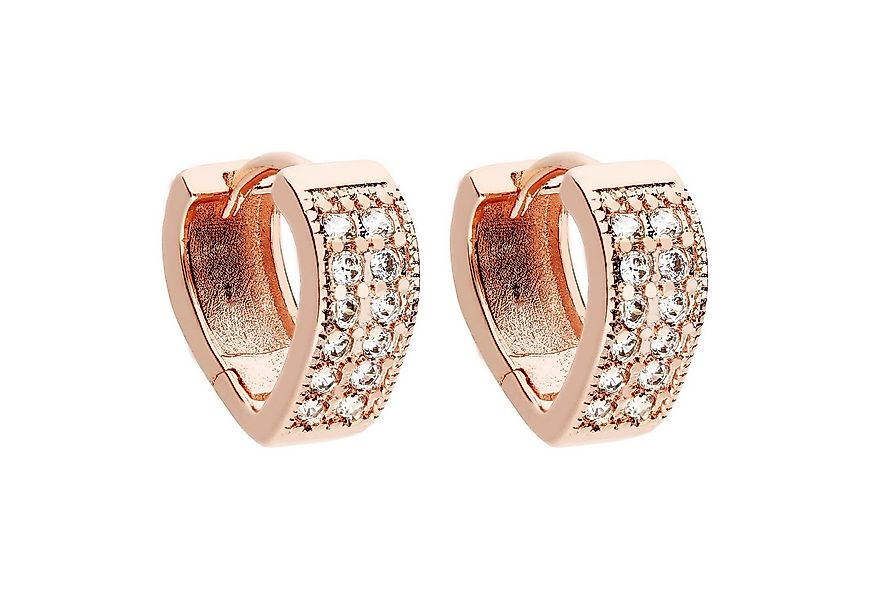 LÖB Paar Creolen Ohrringe Creolen Roségold Zirkonia Strass Stein Oval Tropf günstig online kaufen