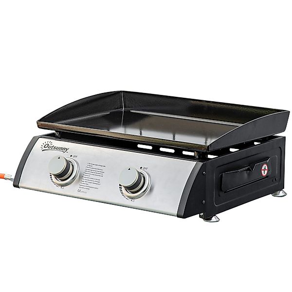 Outsunny Gasgrillplatte mit 2 Brennern, BBQ Antihaft Tischgrill mit verstel günstig online kaufen