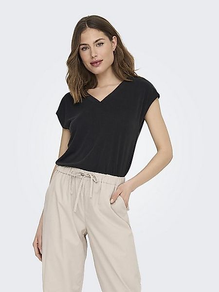 ONLY T-Shirt Basic Top mit V-Ausschnitt T-Shirt, kurze Ärmel 8426 in Schwar günstig online kaufen