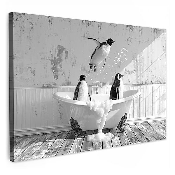 OneMillionCanvasses® Leinwandbild Pinguine - Vintage - günstig online kaufen