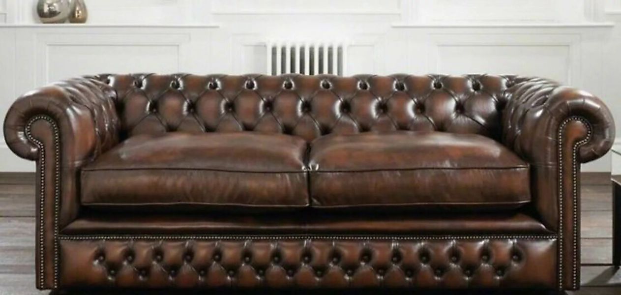 JVmoebel 3-Sitzer Chesterfield 3 Sitzer Big Sofa Couch Leder Samt Polster S günstig online kaufen