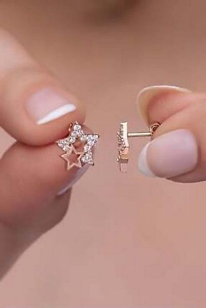 Nisan Ohrring-Set, 925 Silber Ohrringe – Rosegold vergoldete Doppelstern Oh günstig online kaufen