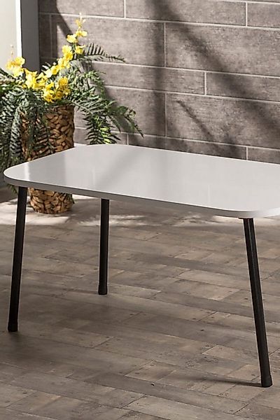 en.casa Couchtisch, Metallbeine, rechteckig, Farbe Weiß 89321726 günstig online kaufen