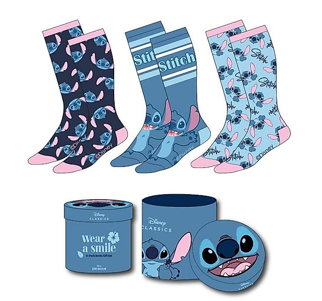 Disney Feinstrümpfe Stitch Strümpfe in Geschenkbox 3er Box Socken Disney (3 günstig online kaufen